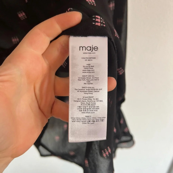 Maje Silky Sheer Black Blouse, size 1 or Small - Picture 6 of 6